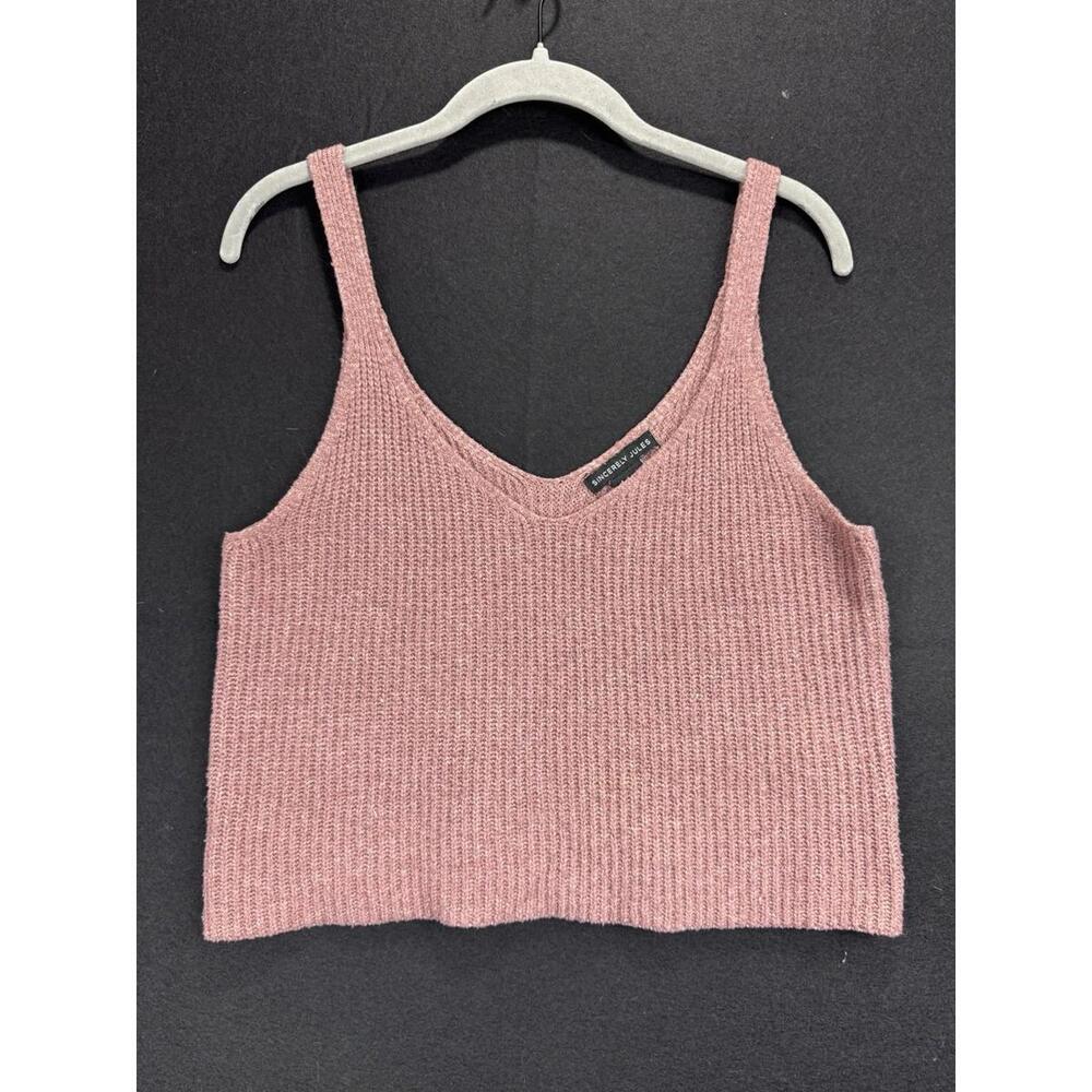 Sincerely Jules Cropped Knit Sleeveless Top Blush Women’s Lrg
